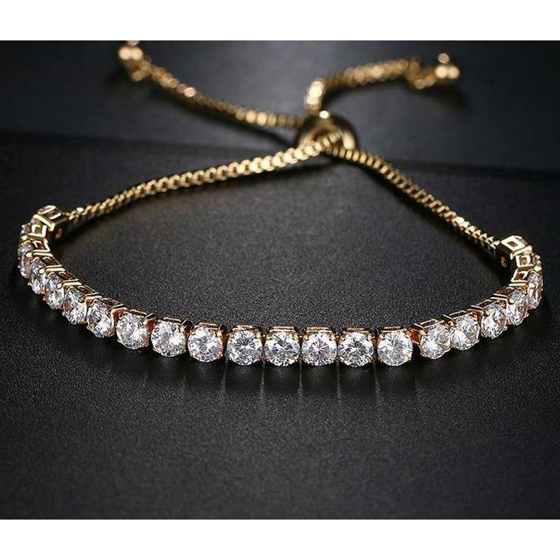Round Cubic Zirconia Adjustable Tennis Bracelet