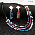 Cloth rope necklace with a set of earrings
