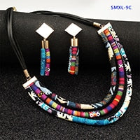 Cloth rope necklace with a set of earrings