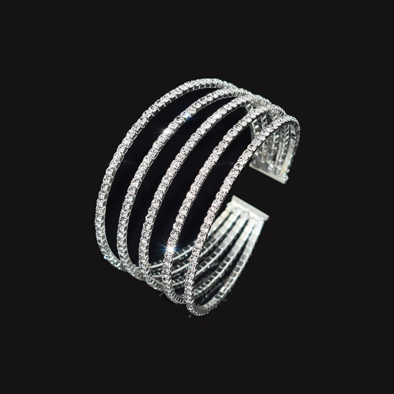 Crystal Multi-layer Cuff Bracelet Bracelets Bling Wedding Jewelry