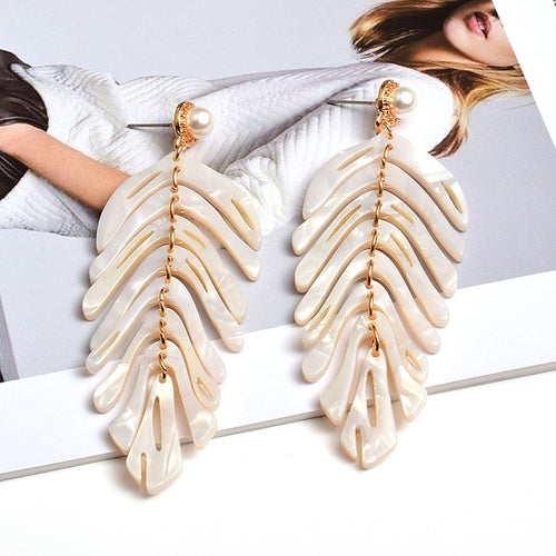 Acrylic Long Leaf Drop Earring