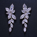 Marquise Cut Flower Zirconia Long Drop Earrings