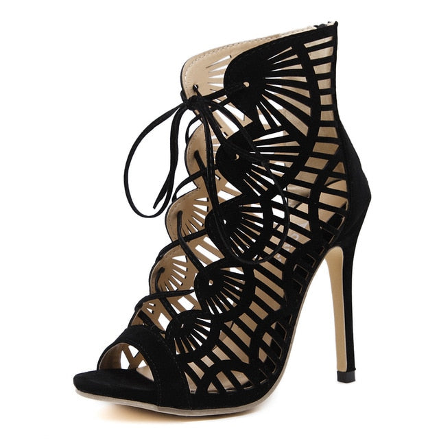 Gladiator Roman Cross-tied  Peep Toe High Heels