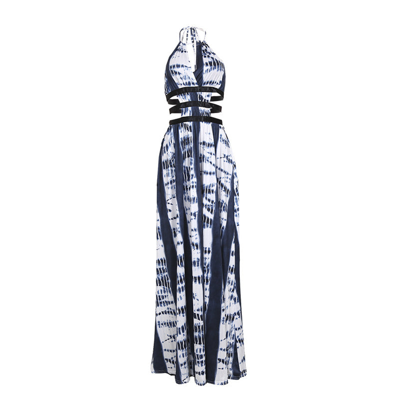 Tie dye sexy Backless maxi