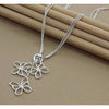 Silver 925 Three Lovely Butterfly Pendant Necklace