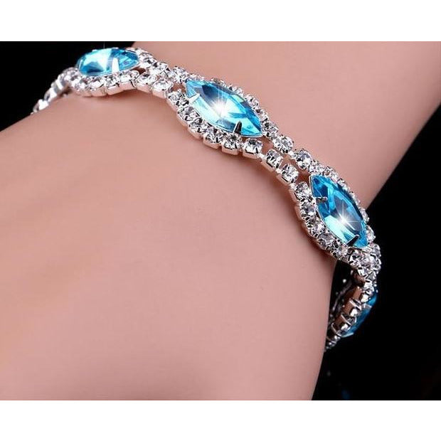 Oval Stone  Rhinestone and Crystal Bracelet