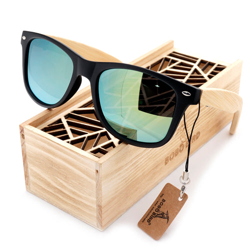 BOBO BIRD Men Summer Style Vintage Black Square Sunglasses