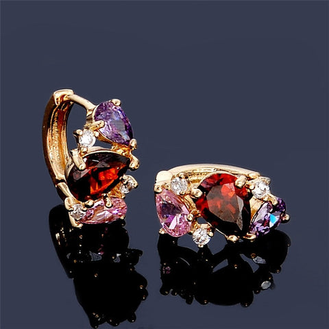 colorful CZ stone earrings Gold Color