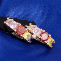 Large channel set colorful CZ stone hoop earrings Gold Color