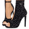 Crystal  Rhinestone Buckle strap stiletto