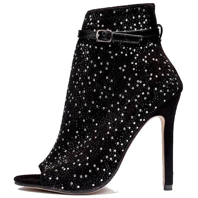 Crystal  Rhinestone Buckle strap stiletto