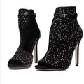 Crystal  Rhinestone Buckle strap stiletto