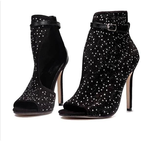 Crystal  Rhinestone Buckle strap stiletto
