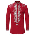 Crimson and Silver Mens Hipster African Dashiki Longline Shirt