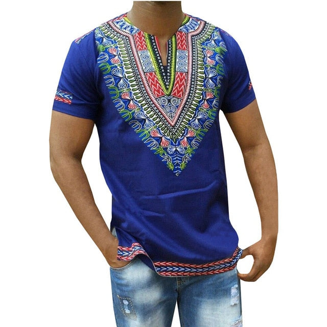 Mens Blue Dashiki T Shirt