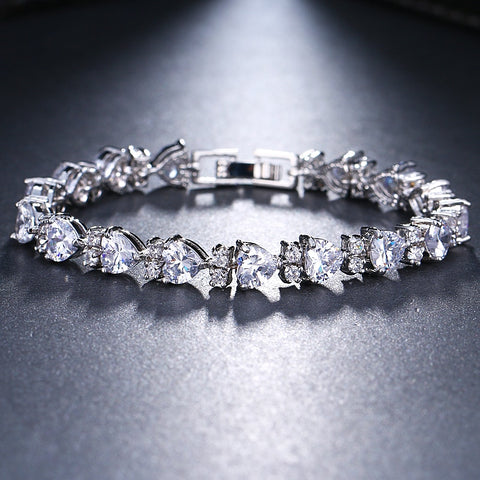 Heart Shaped Cubic Zircon Bangle