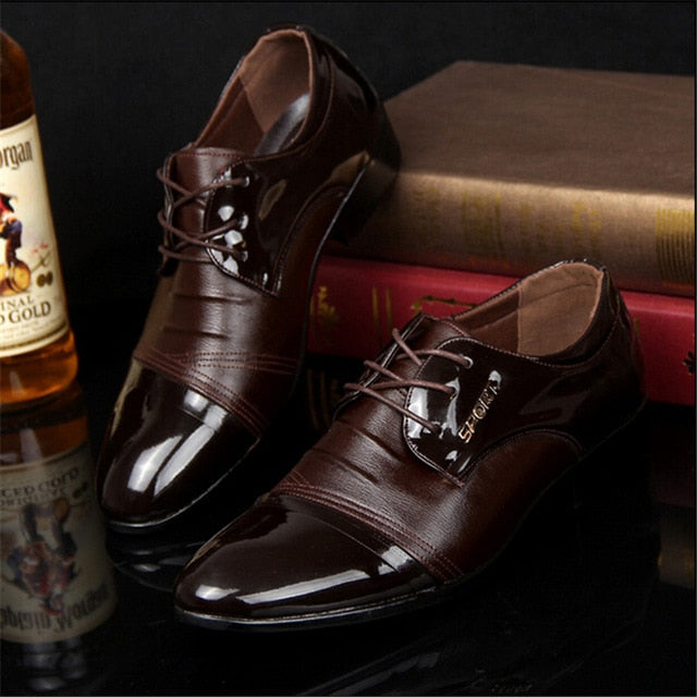 Men's Brown Mixed texture Office Dress Shoes