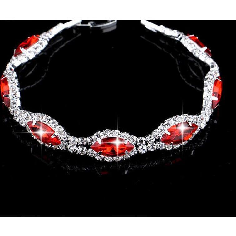 Oval Stone  Rhinestone and Crystal Bracelet