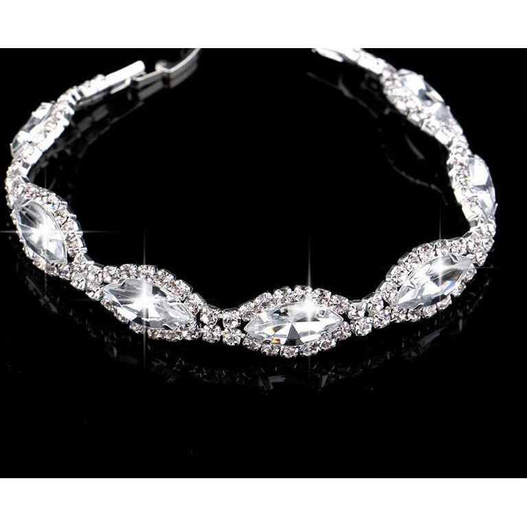 Oval Stone  Rhinestone and Crystal Bracelet