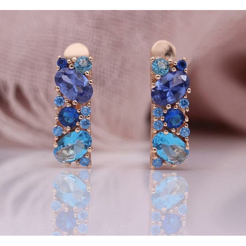 Mix Round Oval Natural Zircon Dangle Earring