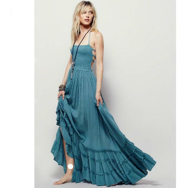 Crinkly Strapless  Maxi Dress