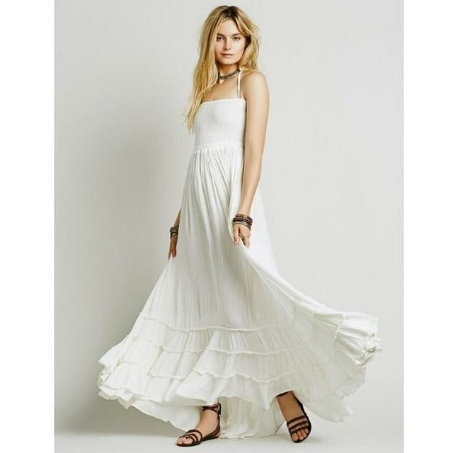 Crinkly Strapless  Maxi Dress