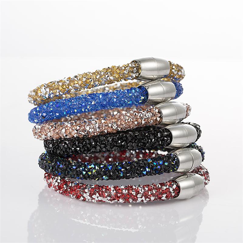Mesh Crystal Cuff With Magnetic Clasp