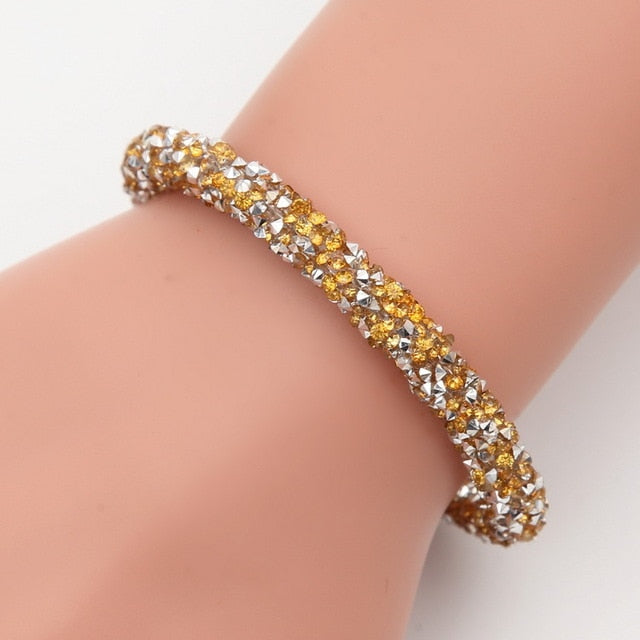 Mesh Crystal Cuff With Magnetic Clasp