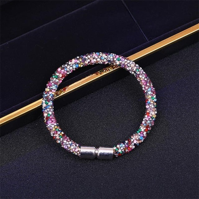 Mesh Crystal Cuff With Magnetic Clasp