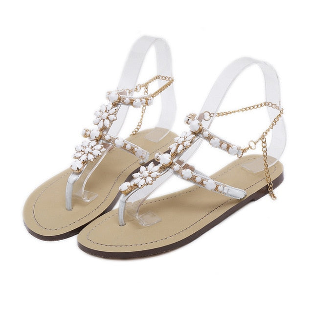 Rhinestones Chains  Crystal Thong Gladiator sandals