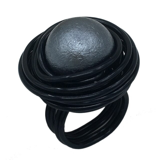 Simulated Pearl Wire Spiral Vintage Finger Ring