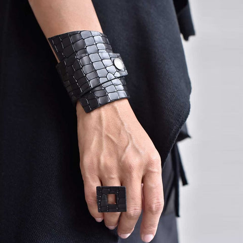 Cracked Faux  Leather  Bangle