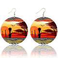 Africa Tribal Silhouette Wooden Drop Earrings